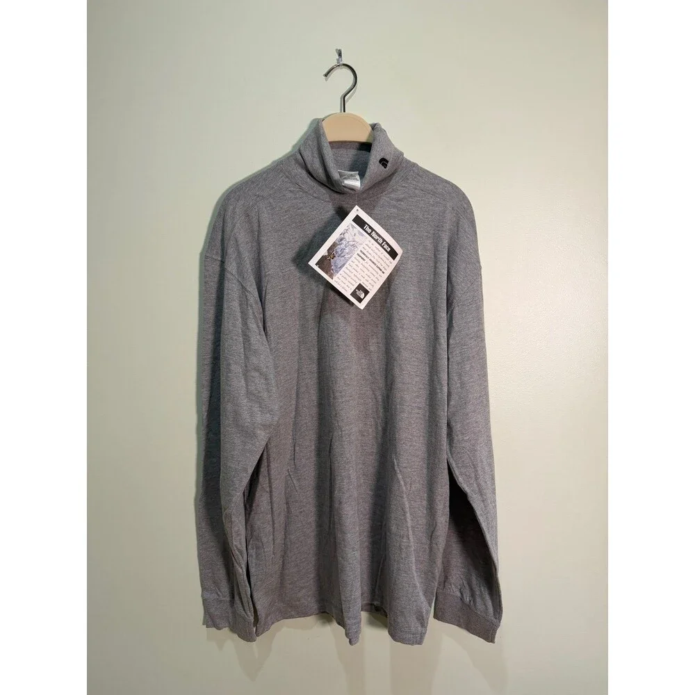Vintage The North Face T-Neck Pullover Men’s L Heather Gray NWT 90s Y2K